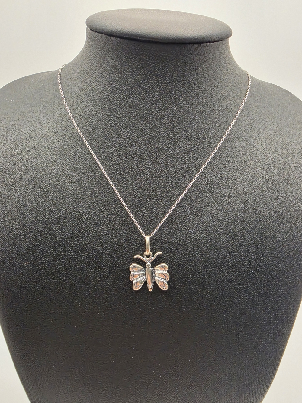 Sterling Silver Butterfly Pendant Necklace 16 Inches